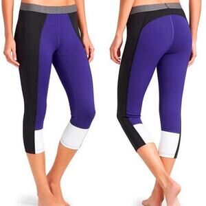 Derek Lam 10C Athleta  Block studio crop leggings Women's Size L in Blue Black